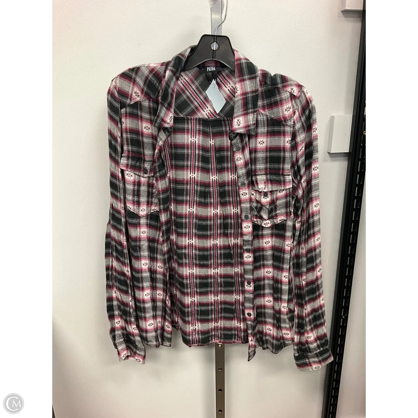 Top Long Sleeve By Paige In Plaid Pattern, Size: M