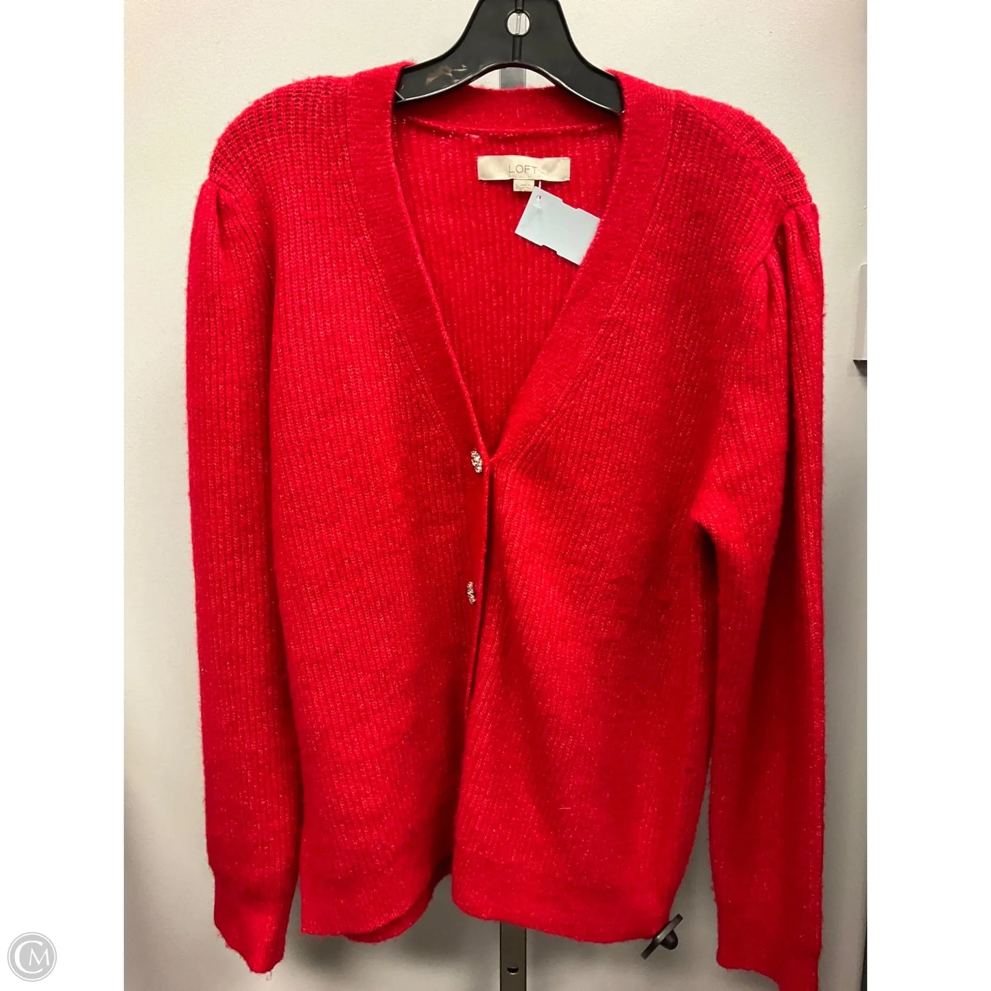 Sweater Cardigan By Loft In Red, Size: L