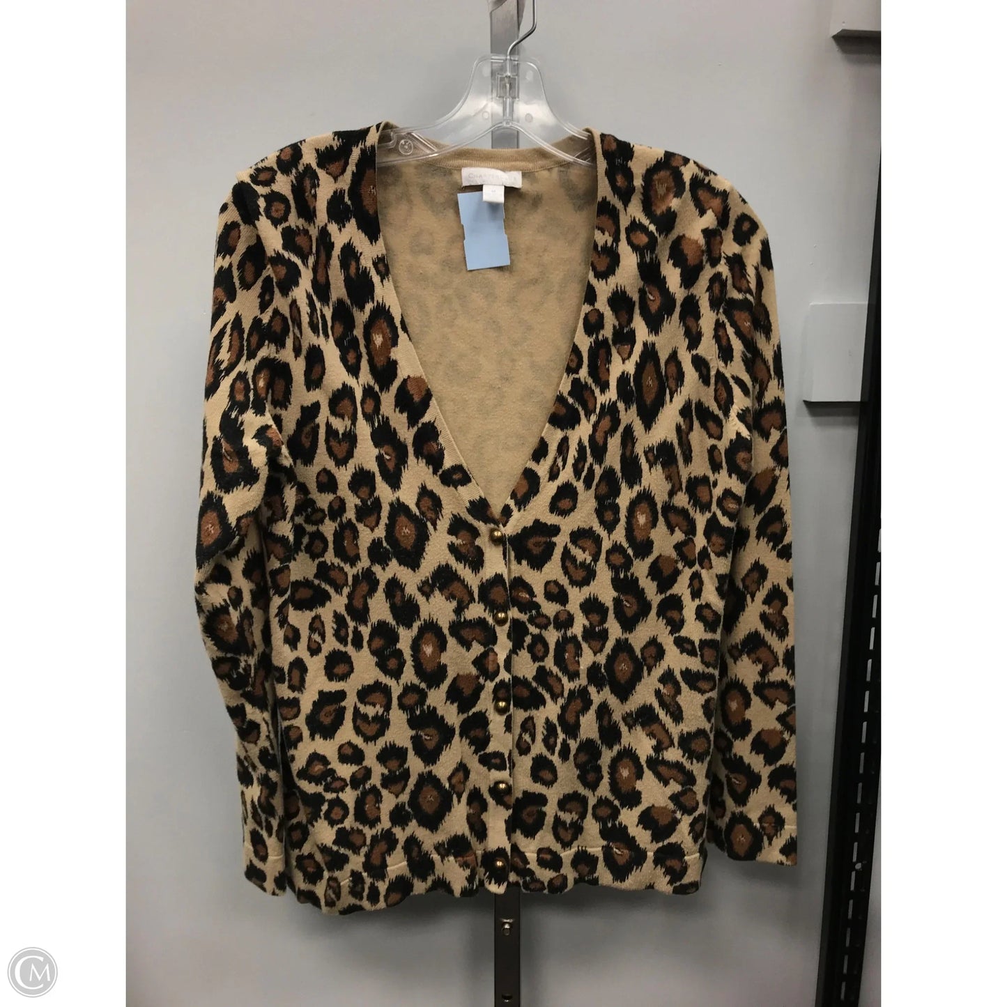 Sweater Cardigan By Charter Club In Animal Print, Size: M