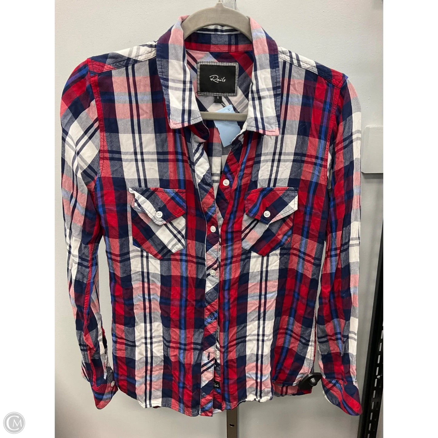 Top Long Sleeve By Rails In Plaid Pattern, Size: S