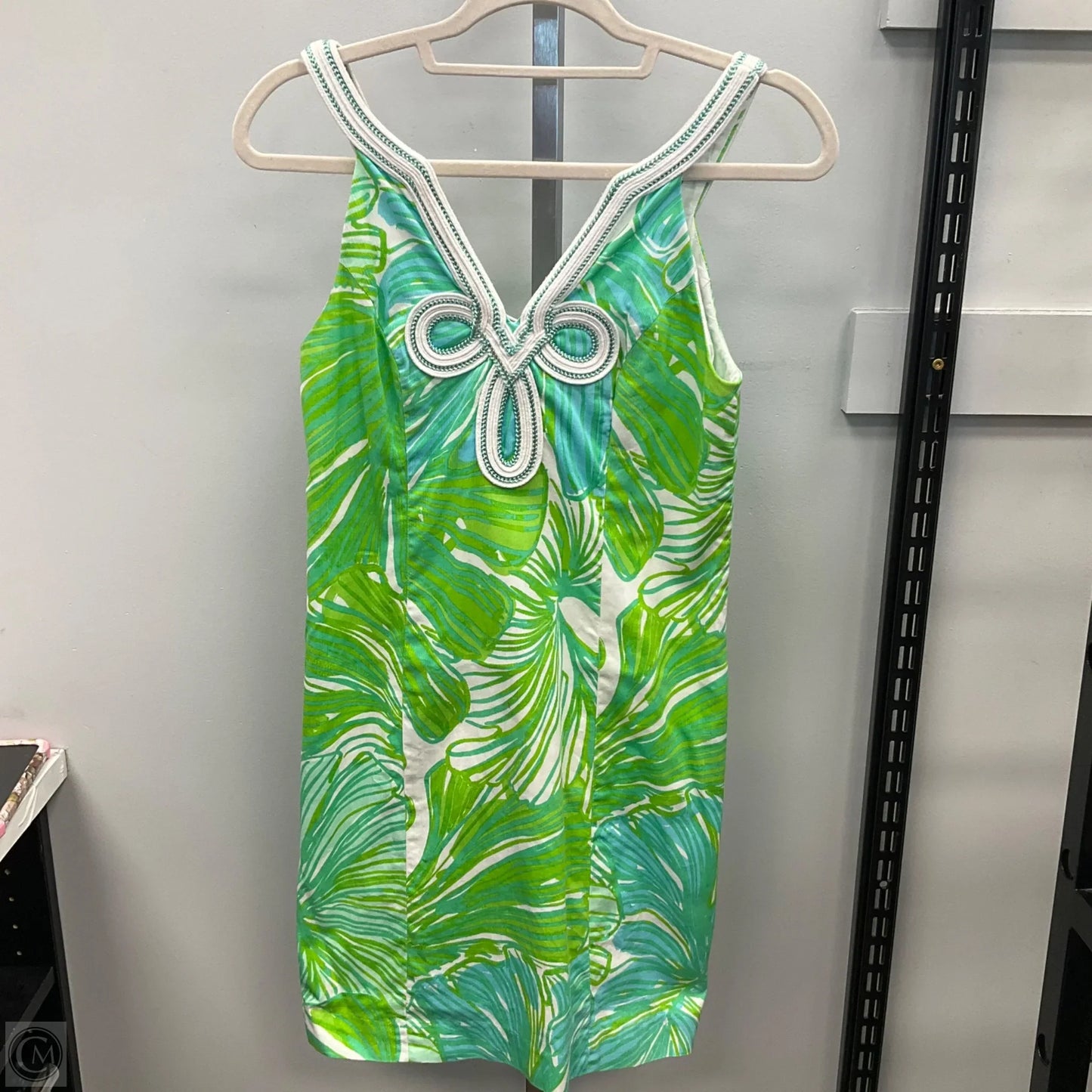 Dress Designer By Lilly Pulitzer In Green & White, Size: 2