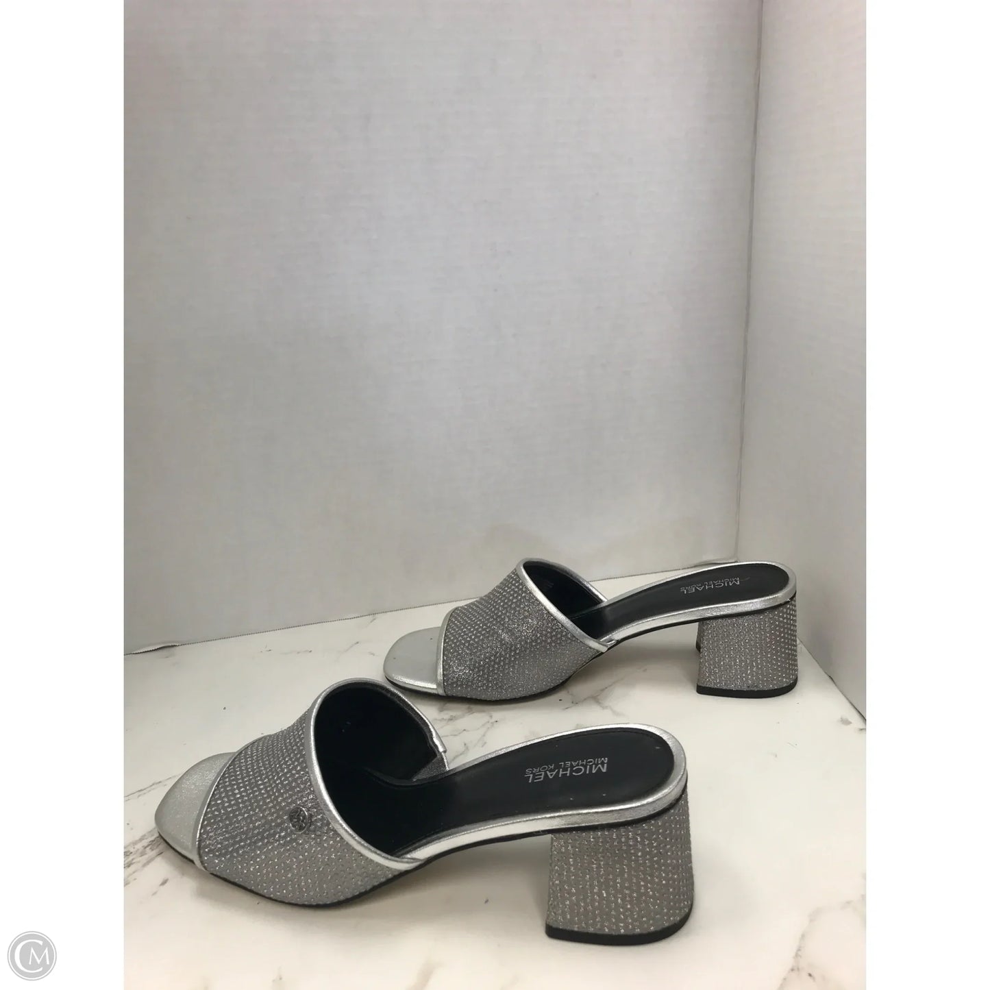 Sandals Heels Block By Michael By Michael Kors In Silver, Size: 8