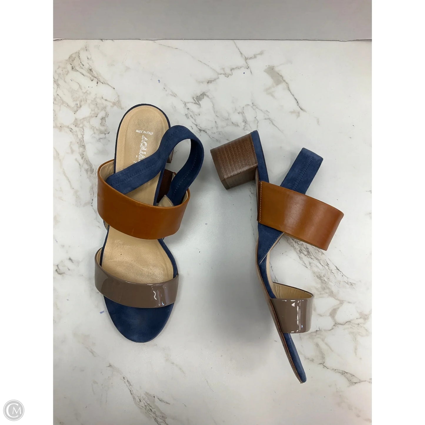 Sandals Heels Block By Aquatalia In Blue & Brown, Size: 10