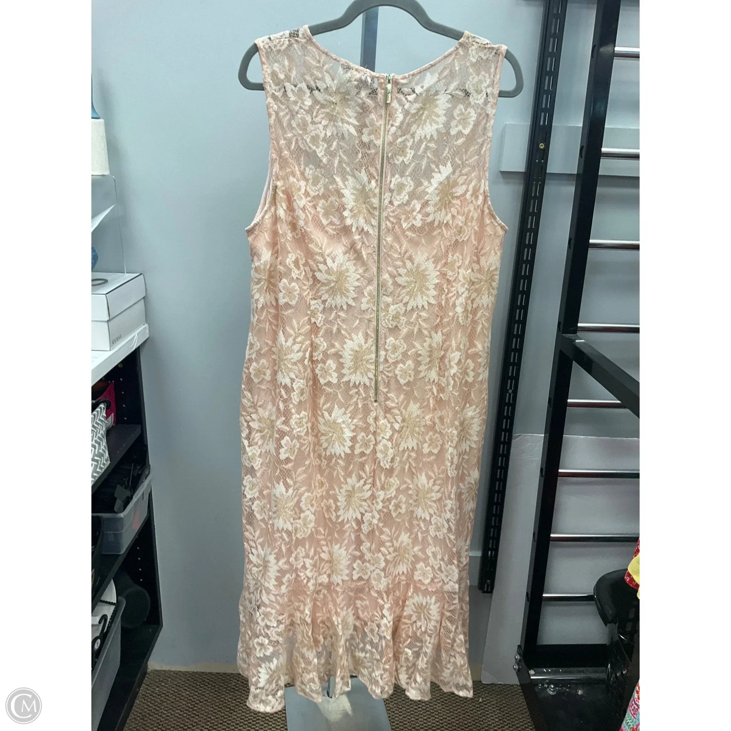 Dress Casual Midi By Calvin Klein In Peach, Size: 18