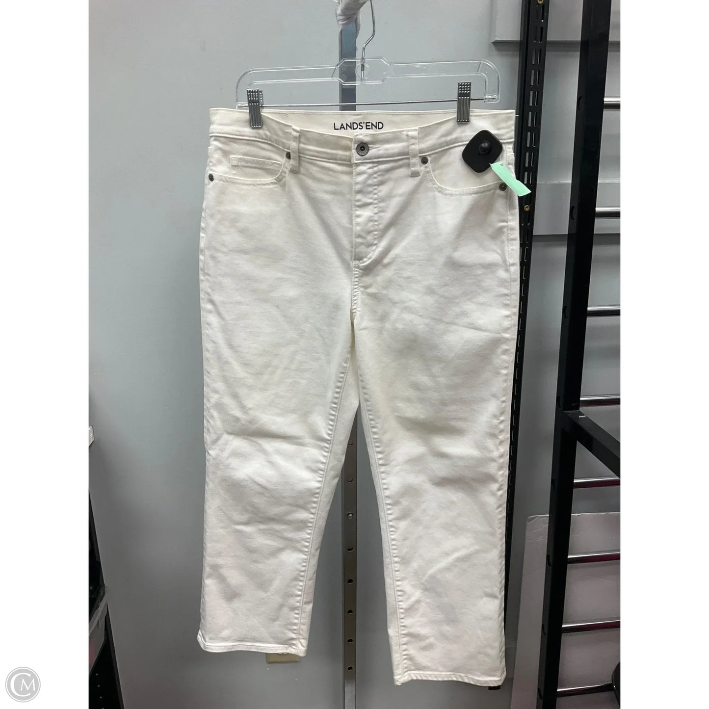 Jeans Straight By Lands End In White, Size: 12
