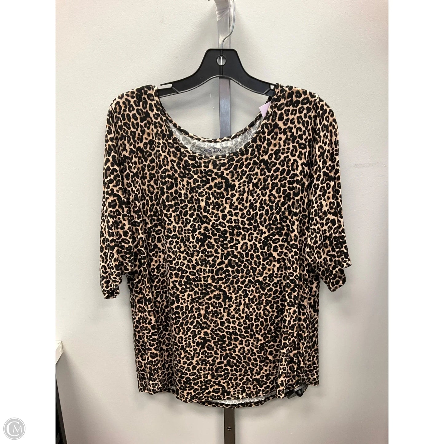 Top Short Sleeve By Apt 9 In Animal Print, Size: Xl