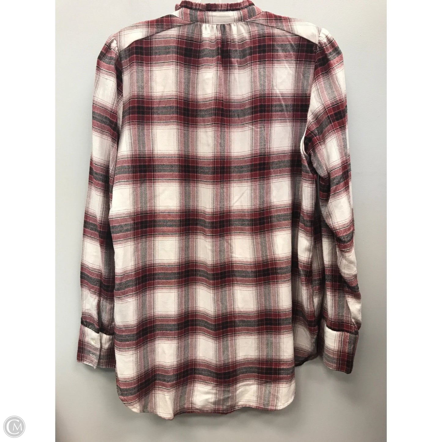 Top Long Sleeve By Loft In Plaid Pattern, Size: S
