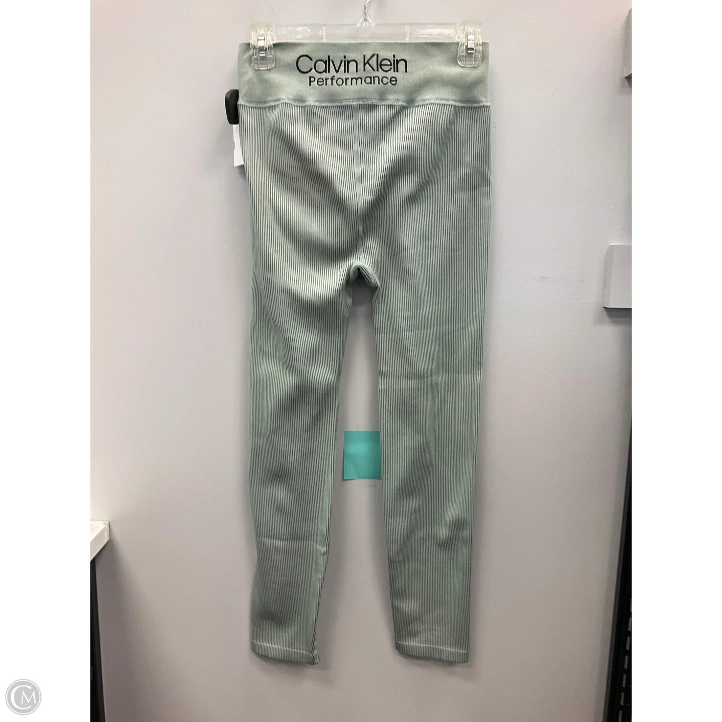 Athletic Leggings By Calvin Klein In Green, Size: L