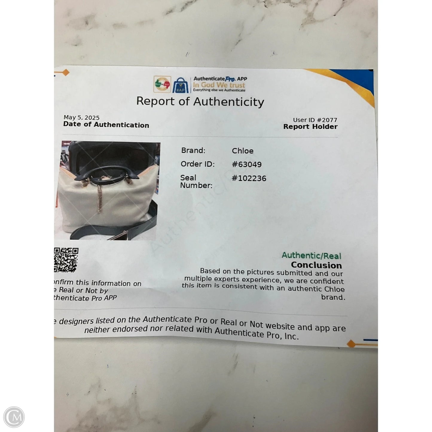 Handbag Luxury Designer By Chloe, Size: Large