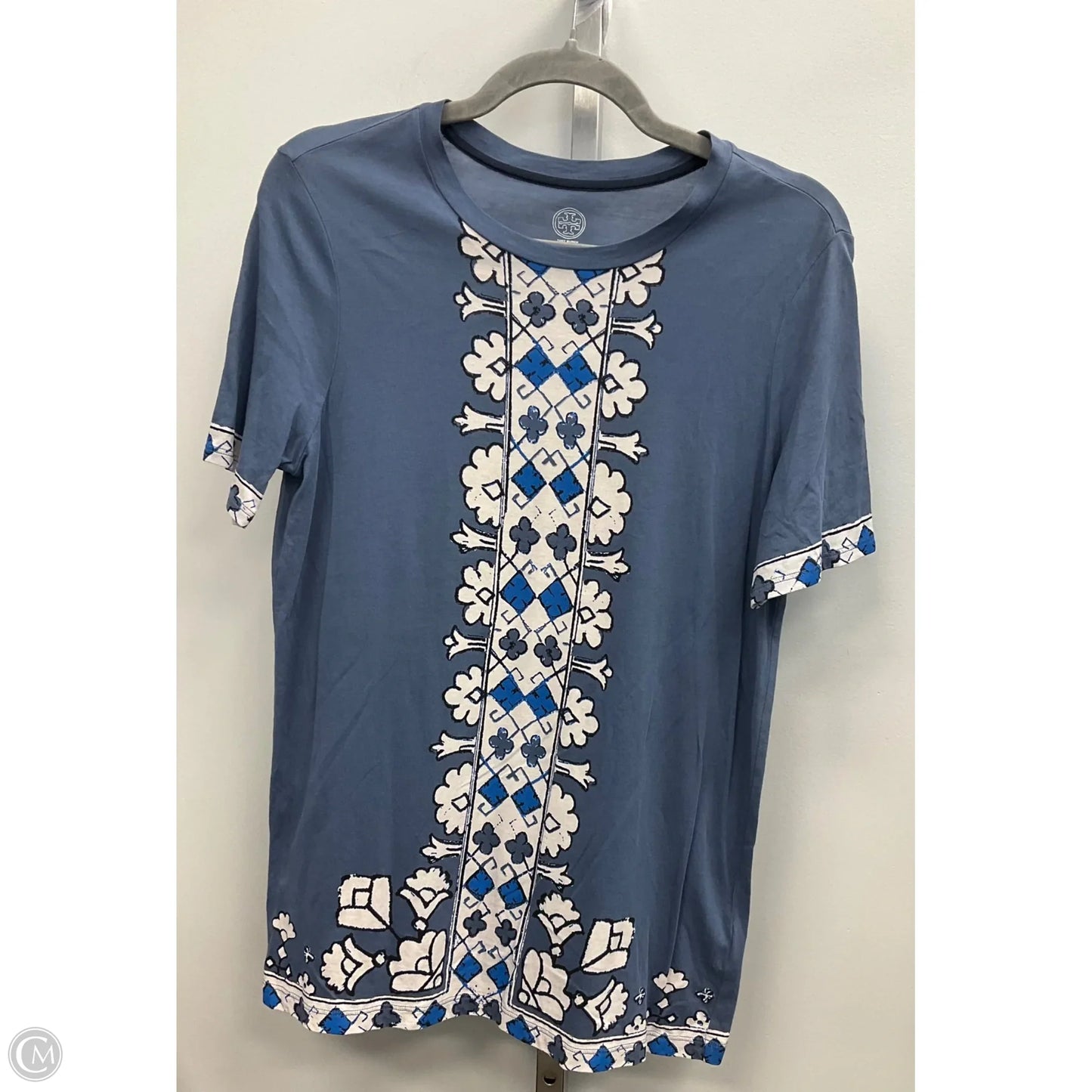 Top Short Sleeve Designer By Tory Burch In Blue, Size: S