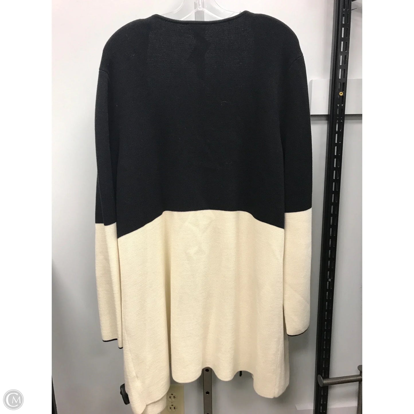 Sweater Cardigan By Talbots In Black & Cream, Size: 2x