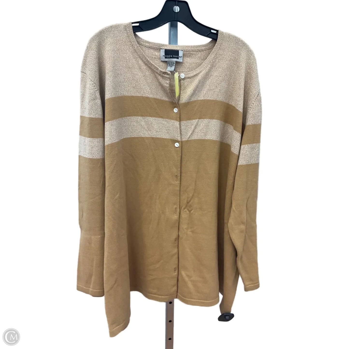 Sweater Cardigan By Maggie Barnes In Gold, Size: 4x