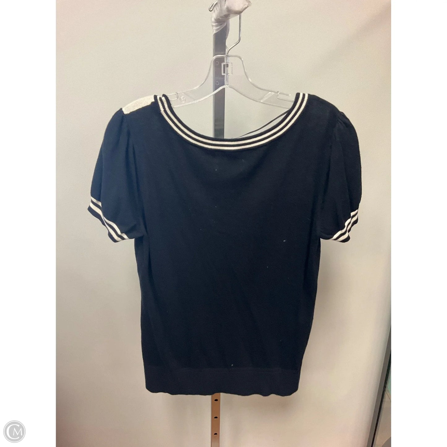 Sweater Short Sleeve By Elle In Black & Cream, Size: M