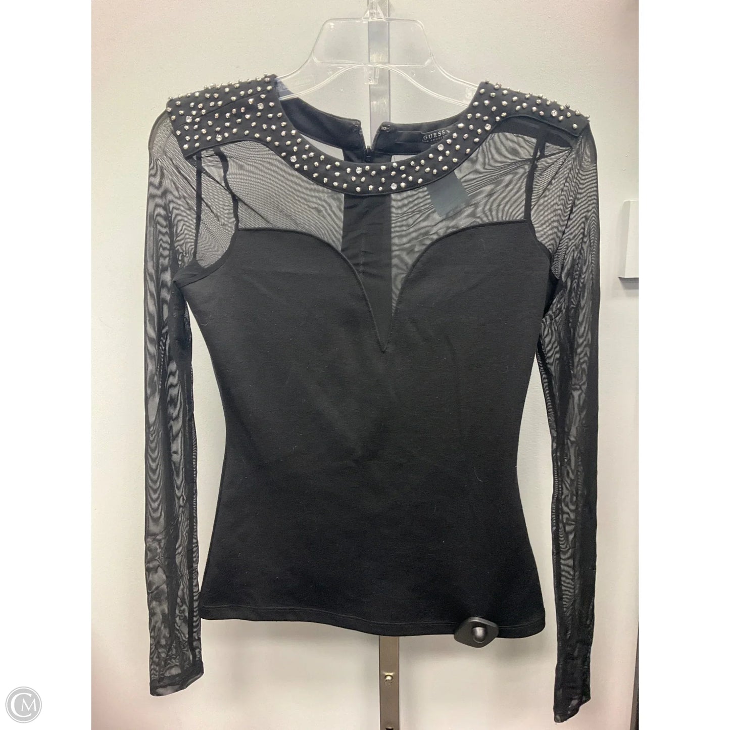 Top Long Sleeve By Guess In Black, Size: S