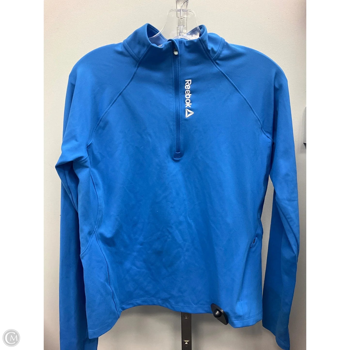 Athletic Top Long Sleeve Collar By Reebok In Blue, Size: M