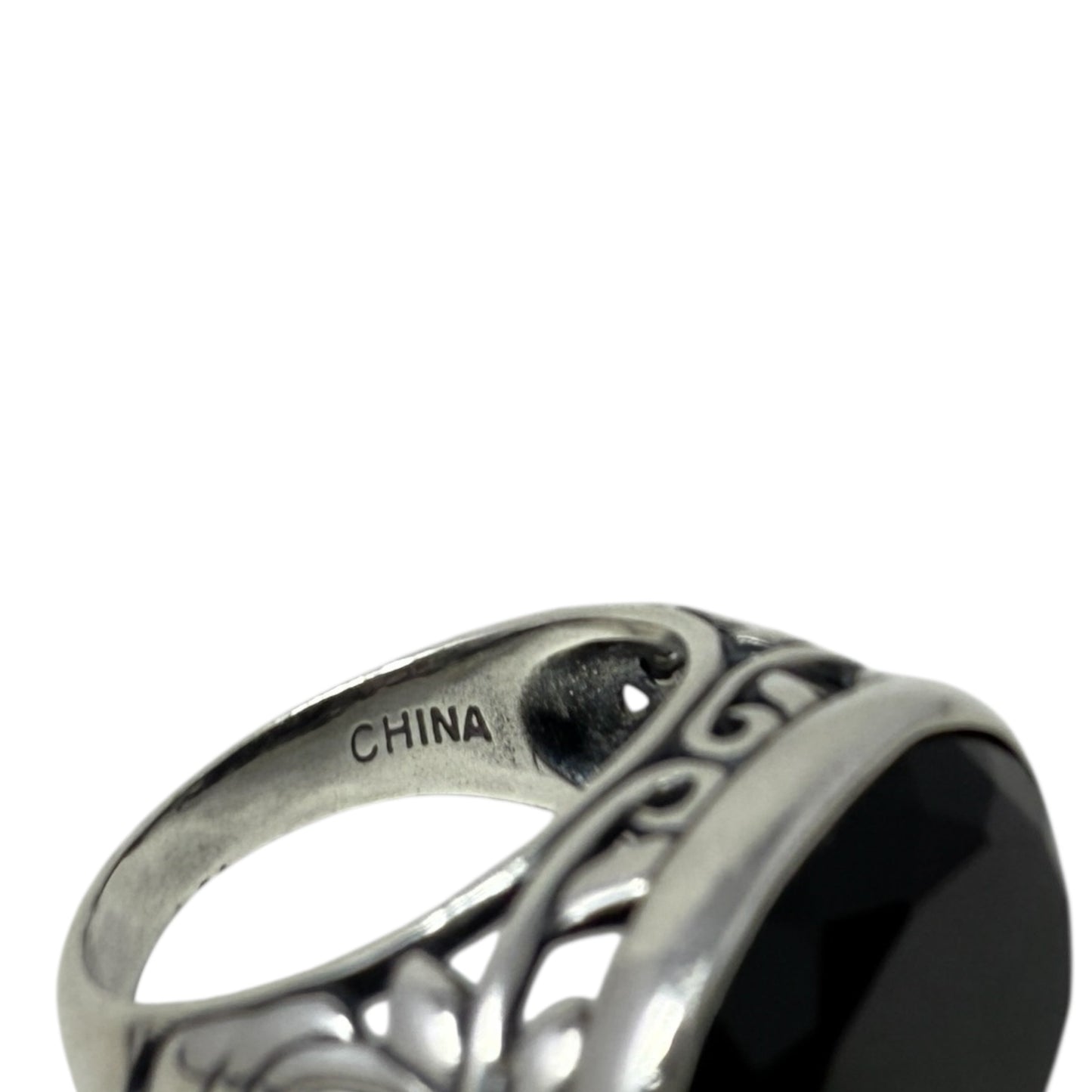 Sterling Silver Onyx Chalcedony Smoky Swirl Filigree Ring By Silpada, Size: 8