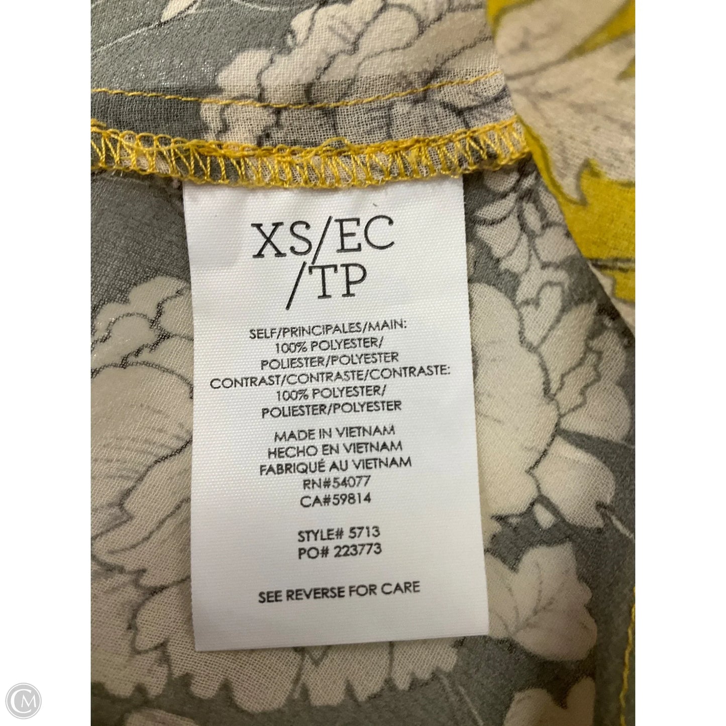 Top Short Sleeve By Cabi In Yellow, Size: Xs