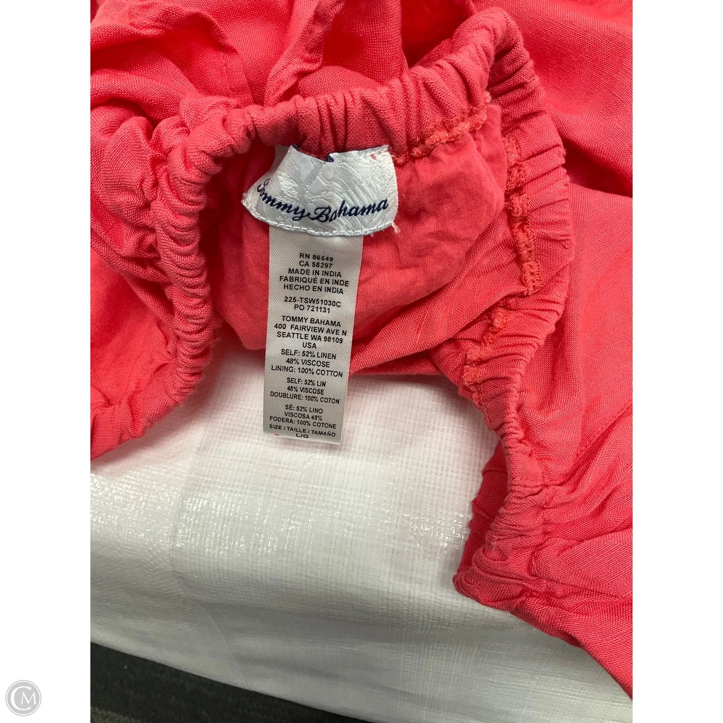 Dress Casual Short By Tommy Bahama In Coral, Size: L