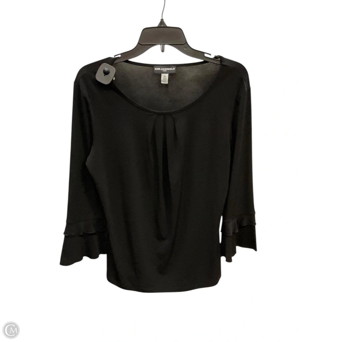 Top Long Sleeve Designer By Karl Lagerfeld In Black, Size: S