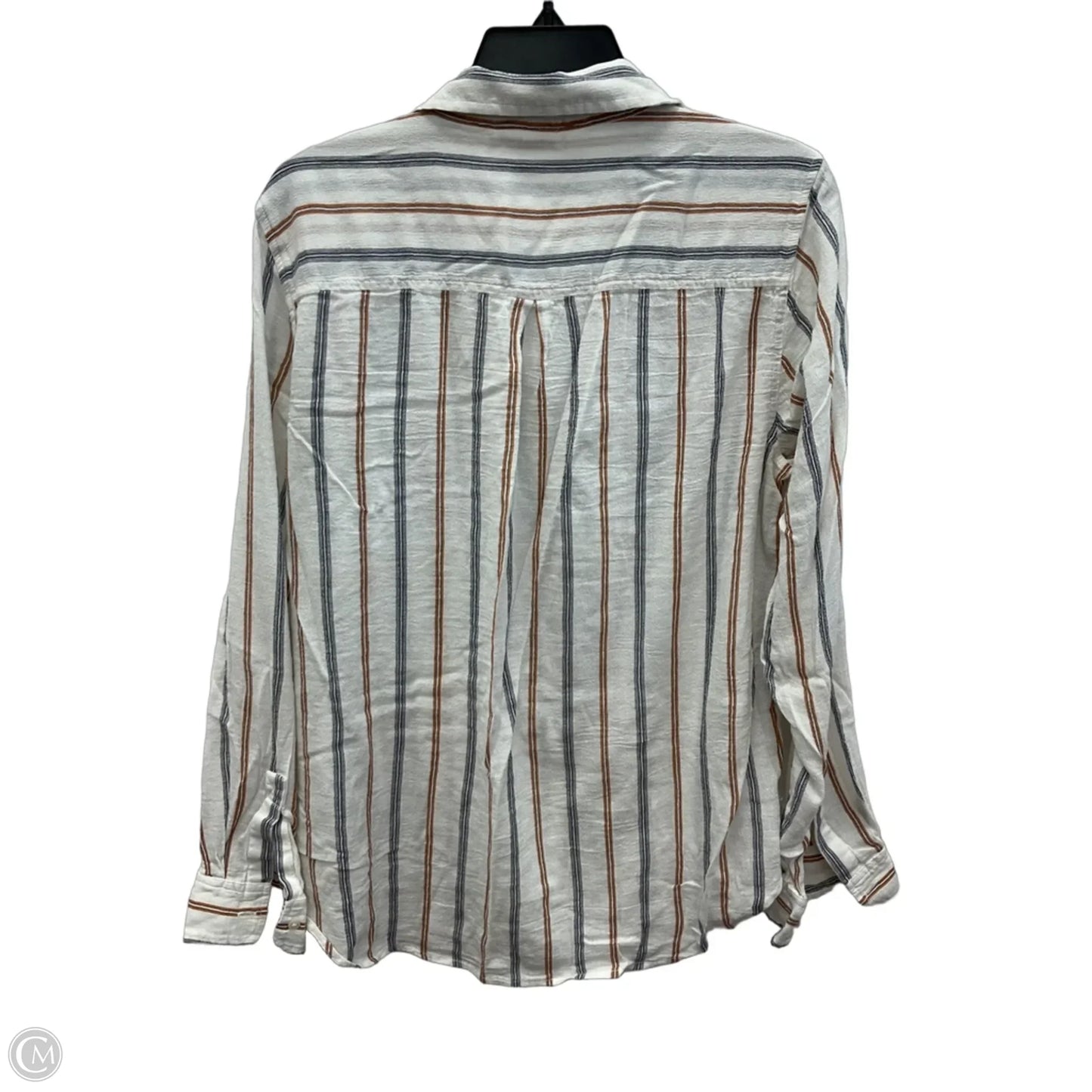 Blouse Long Sleeve By Lucky Brand In Striped Pattern, Size: L