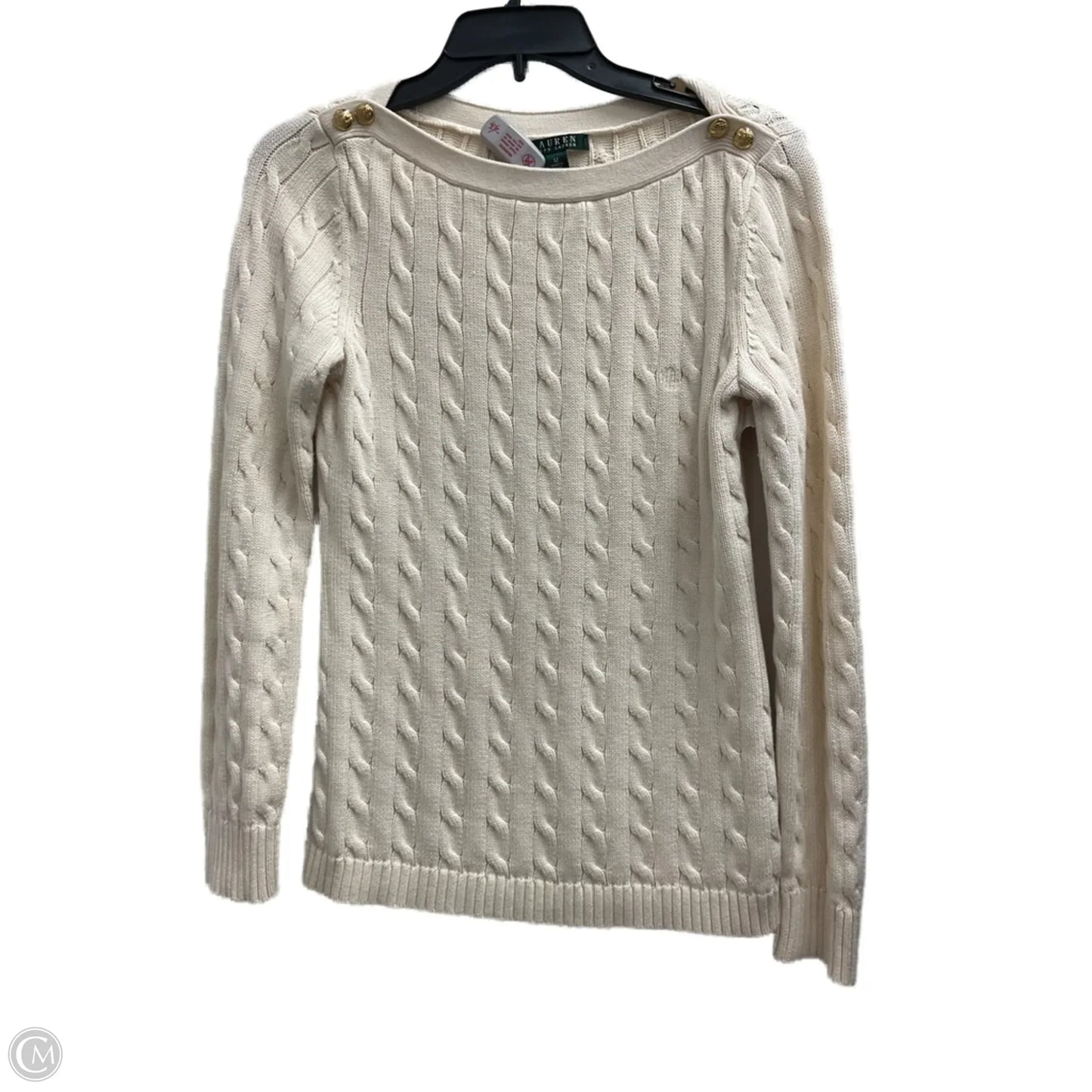 Sweater By Lauren By Ralph Lauren In Cream, Size: M