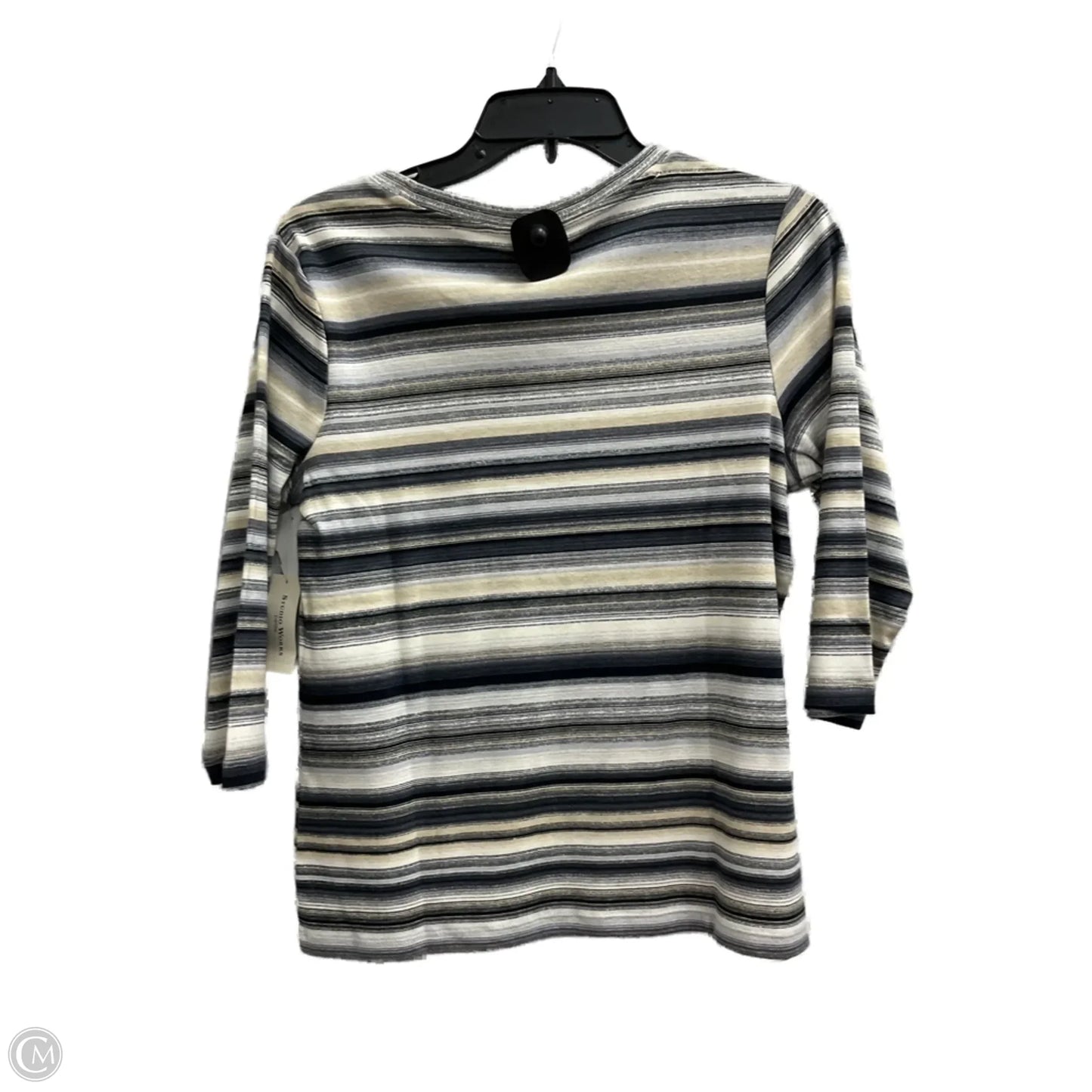 Top 3/4 Sleeve By Studio Works In Striped Pattern, Size: M