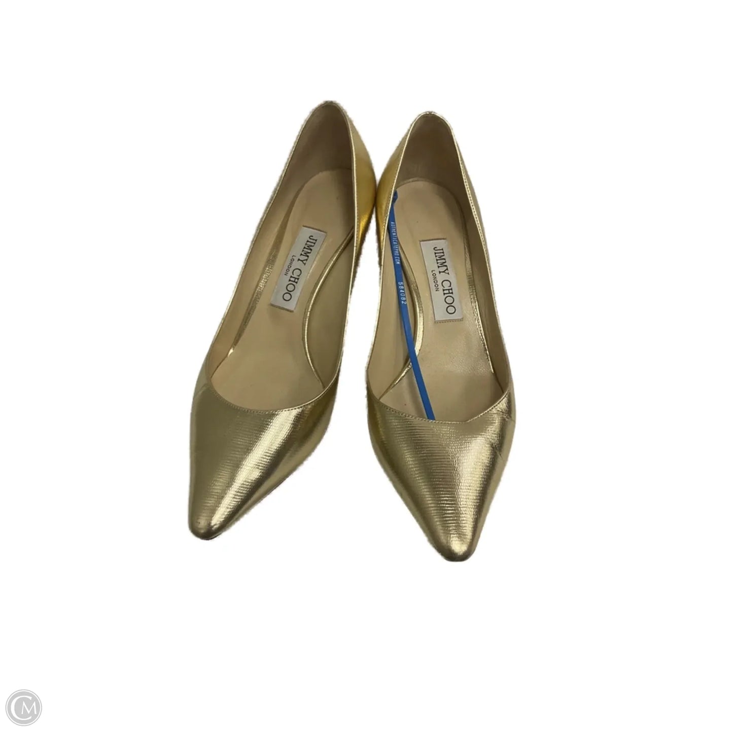 Shoes Luxury Designer By Jimmy Choo In Gold, Size: 7.5