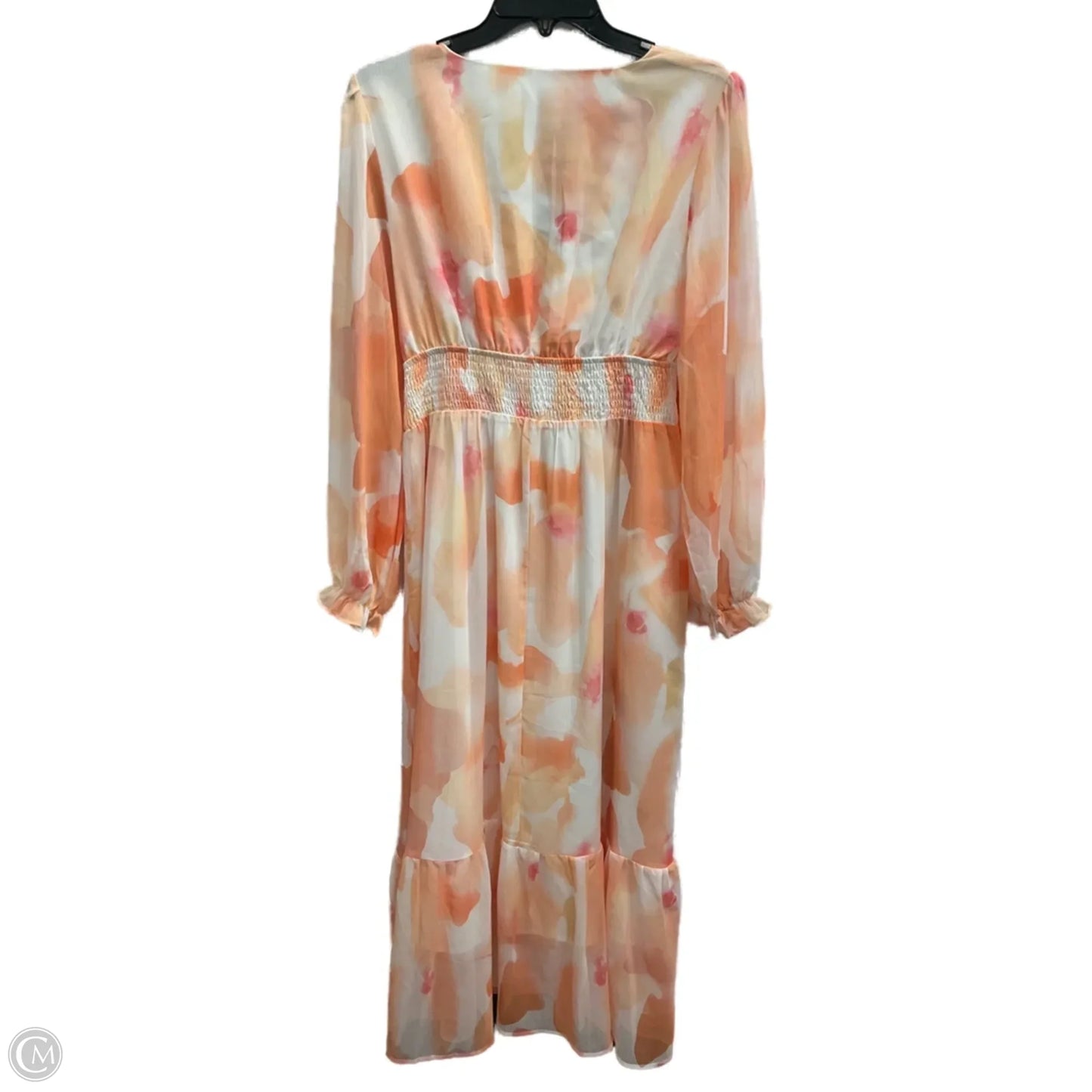 Dress Casual Maxi By Cmf In Orange & White, Size: L