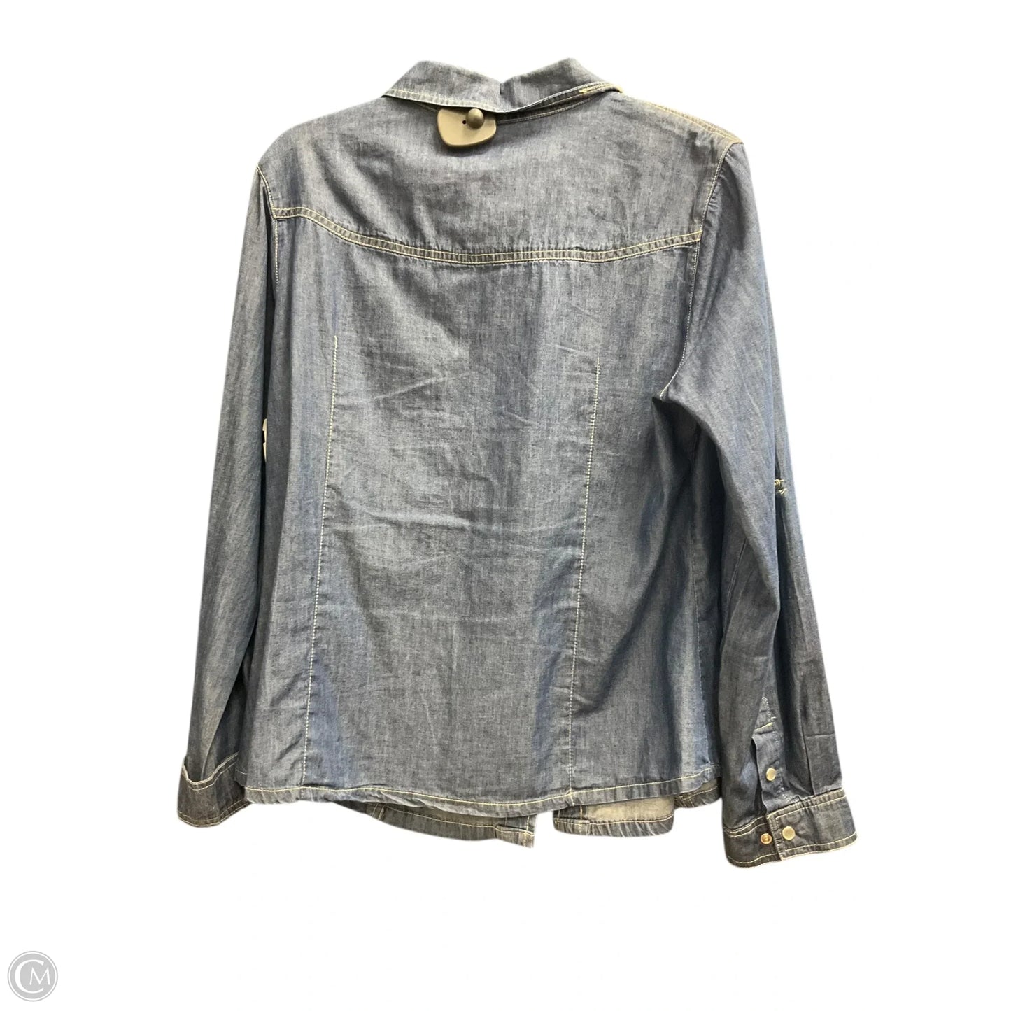 Blouse Long Sleeve By New Look In Blue Denim, Size: Xl