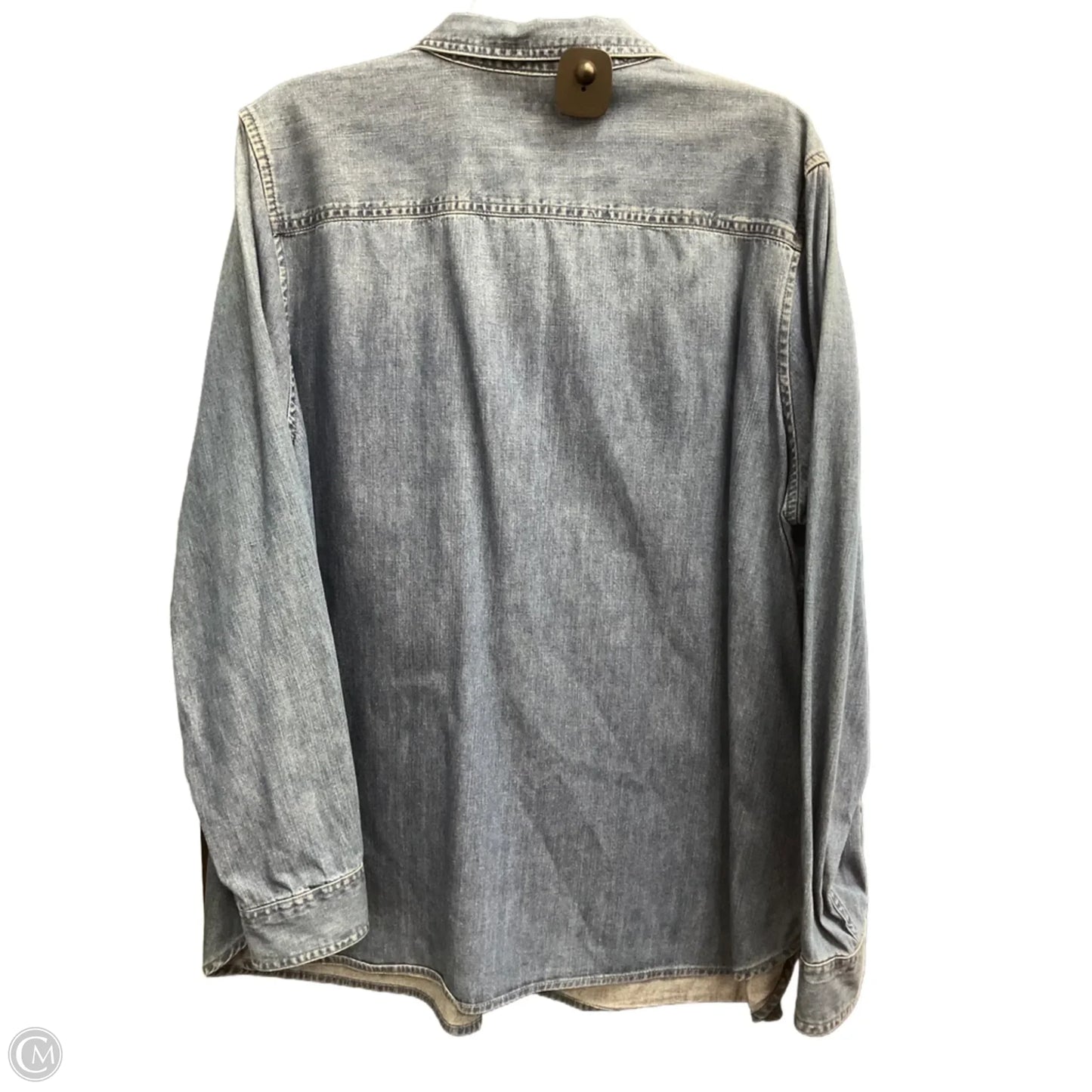 Blouse Long Sleeve By L.l. Bean In Blue Denim, Size: 2x