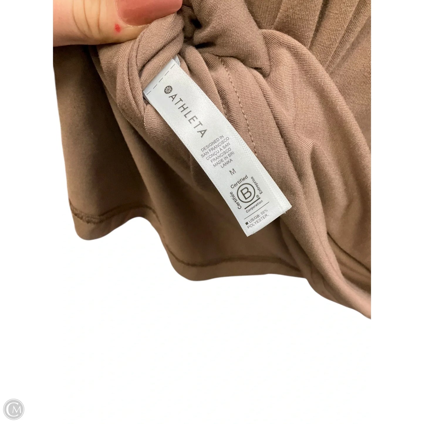 Athletic Top Long Sleeve Collar By Athleta In Brown, Size: M