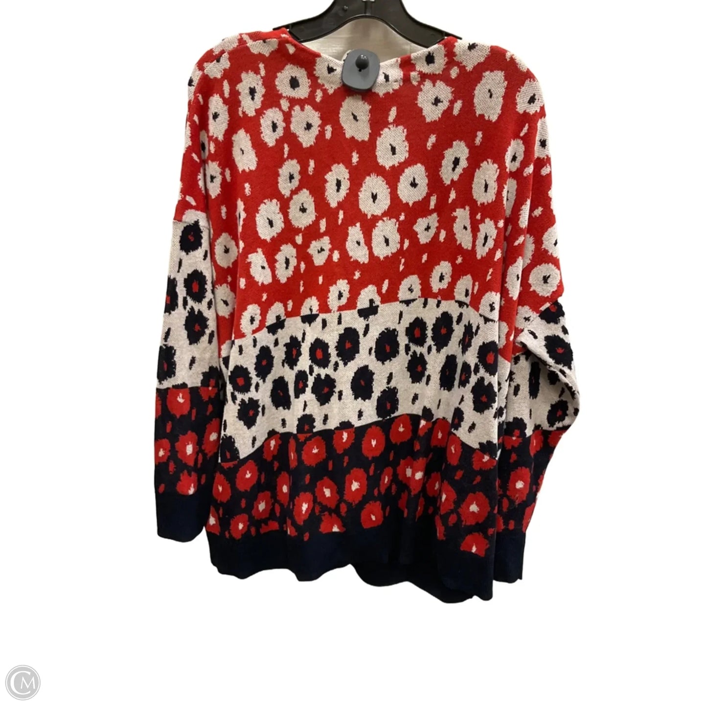 Cardigan By Cabi In Blue Red & White, Size: Xl