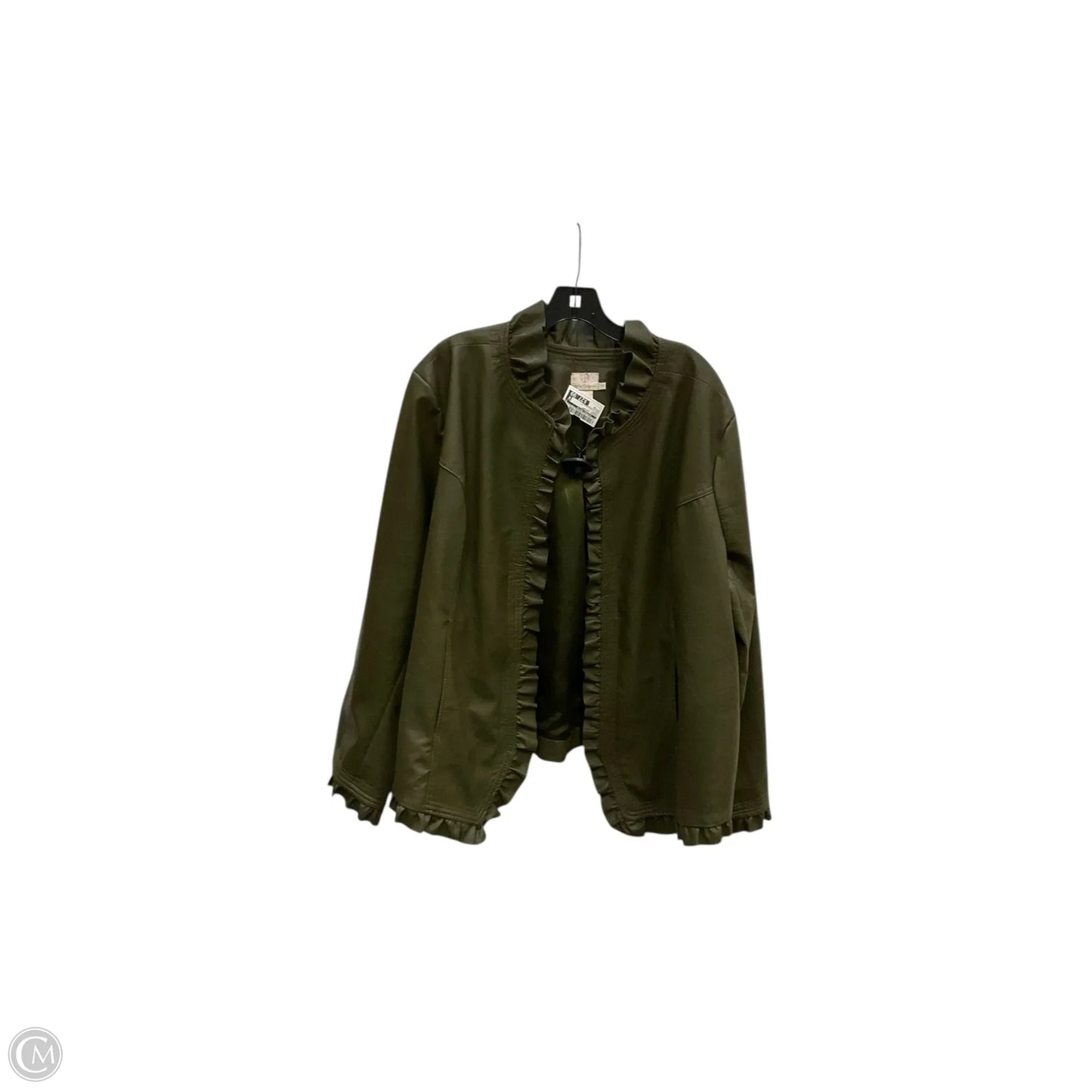Jacket Leather By Clothes Mentor In Green, Size: 3x