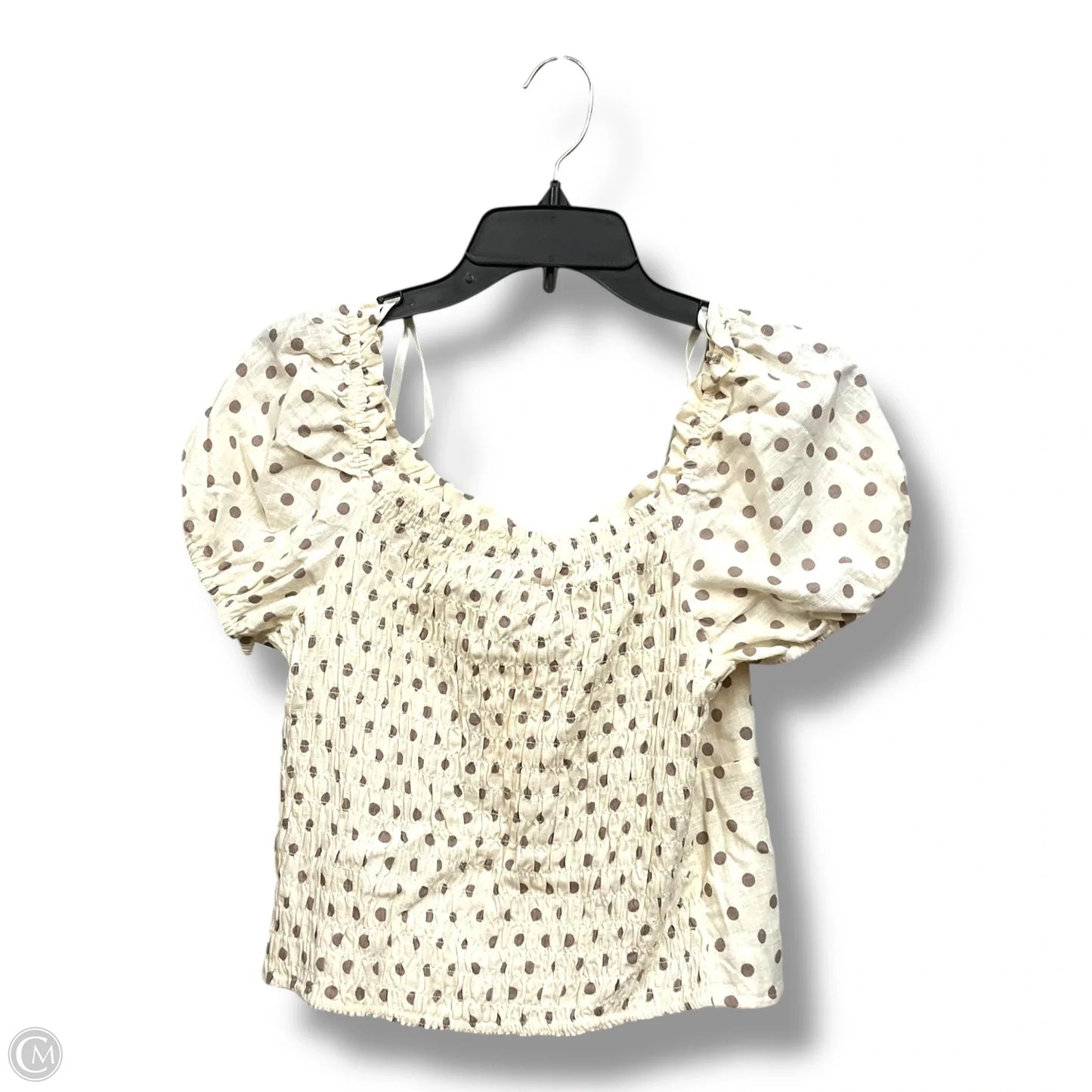 Top Short Sleeve By Monteau In Polkadot Pattern, Size: Xl