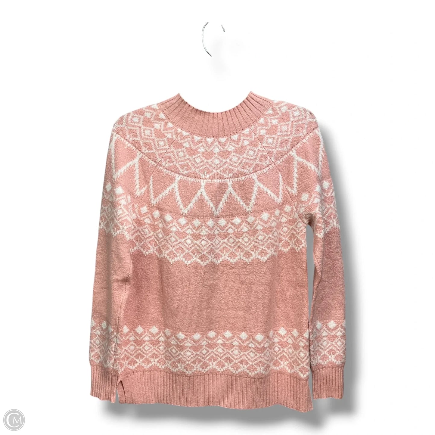 Sweater By Loft In Pink & White, Size: S