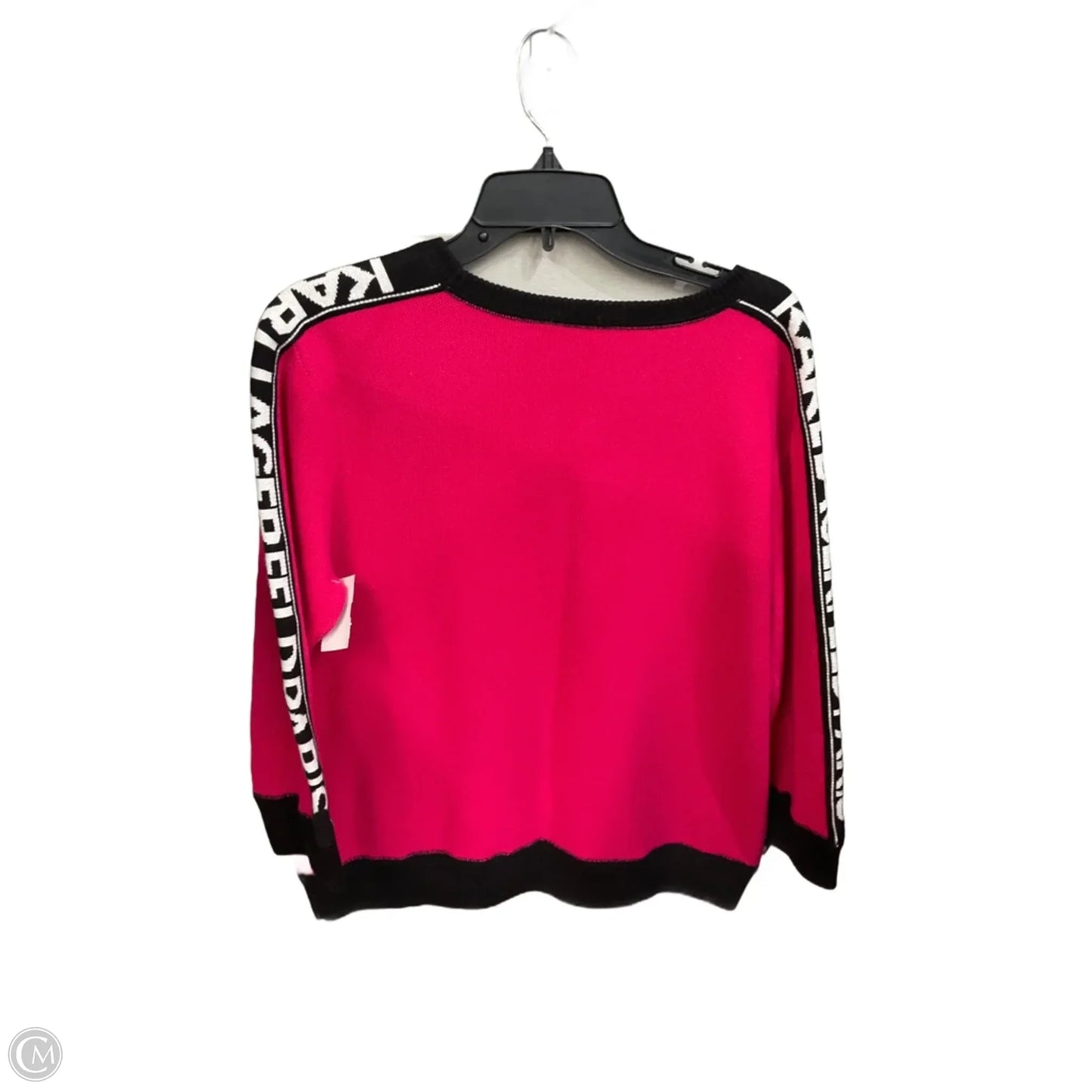 Top 3/4 Sleeve Designer By Karl Lagerfeld In Pink & White, Size: L