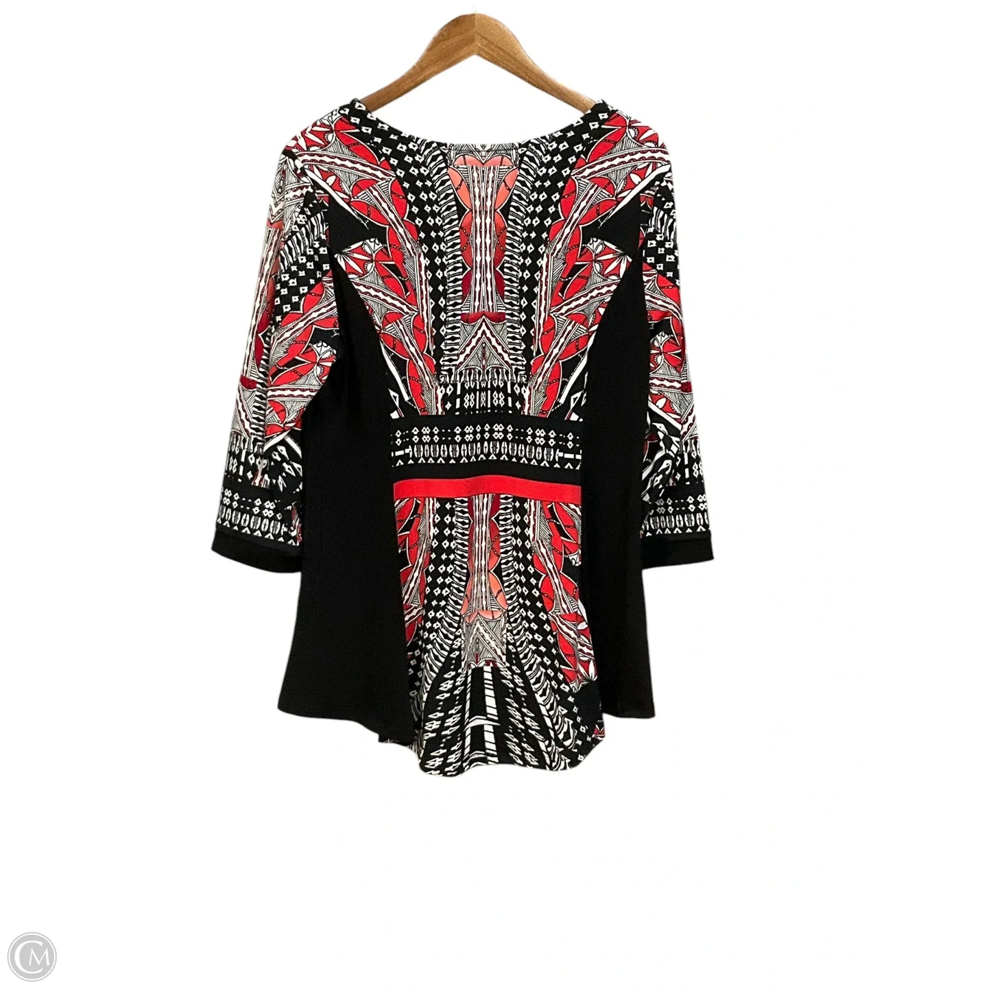 Blouse 3/4 Sleeve By Style And Company In Black & Red, Size: L
