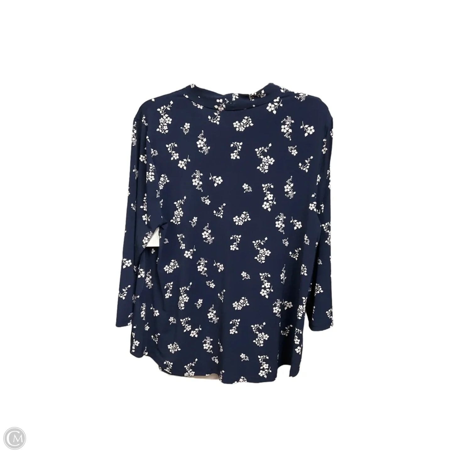 Top 3/4 Sleeve By Charter Club In Blue & White, Size: Xl