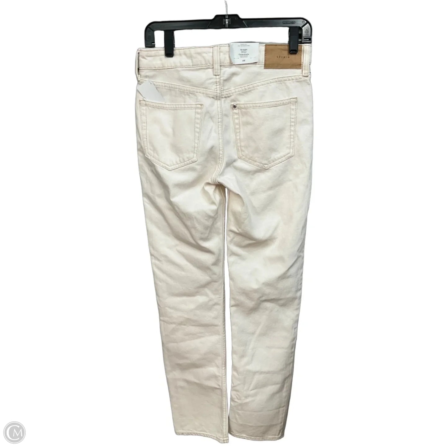 Jeans Straight By H&m In Cream Denim, Size: 2