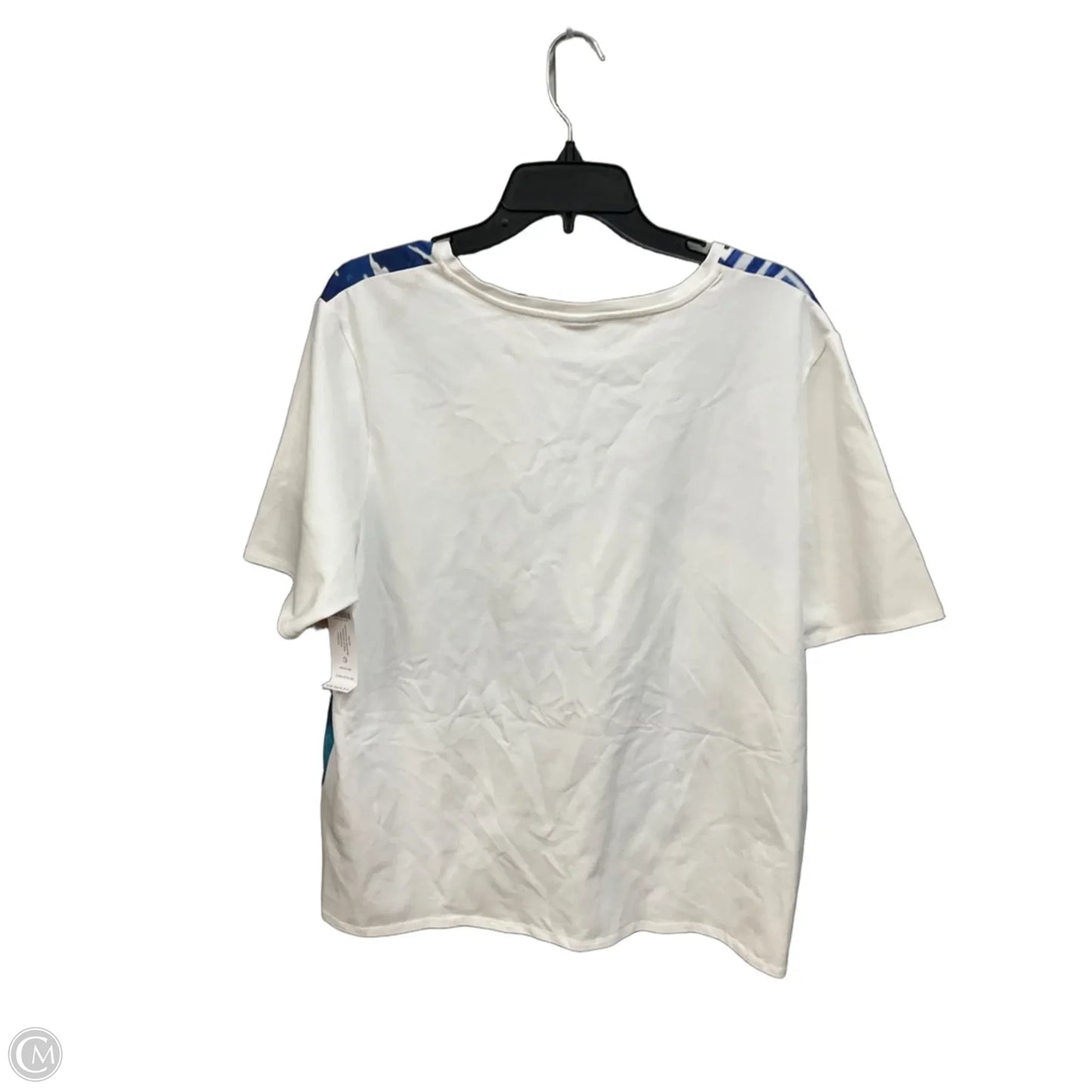 Top Short Sleeve By Chicos In Blue & White, Size: Xl