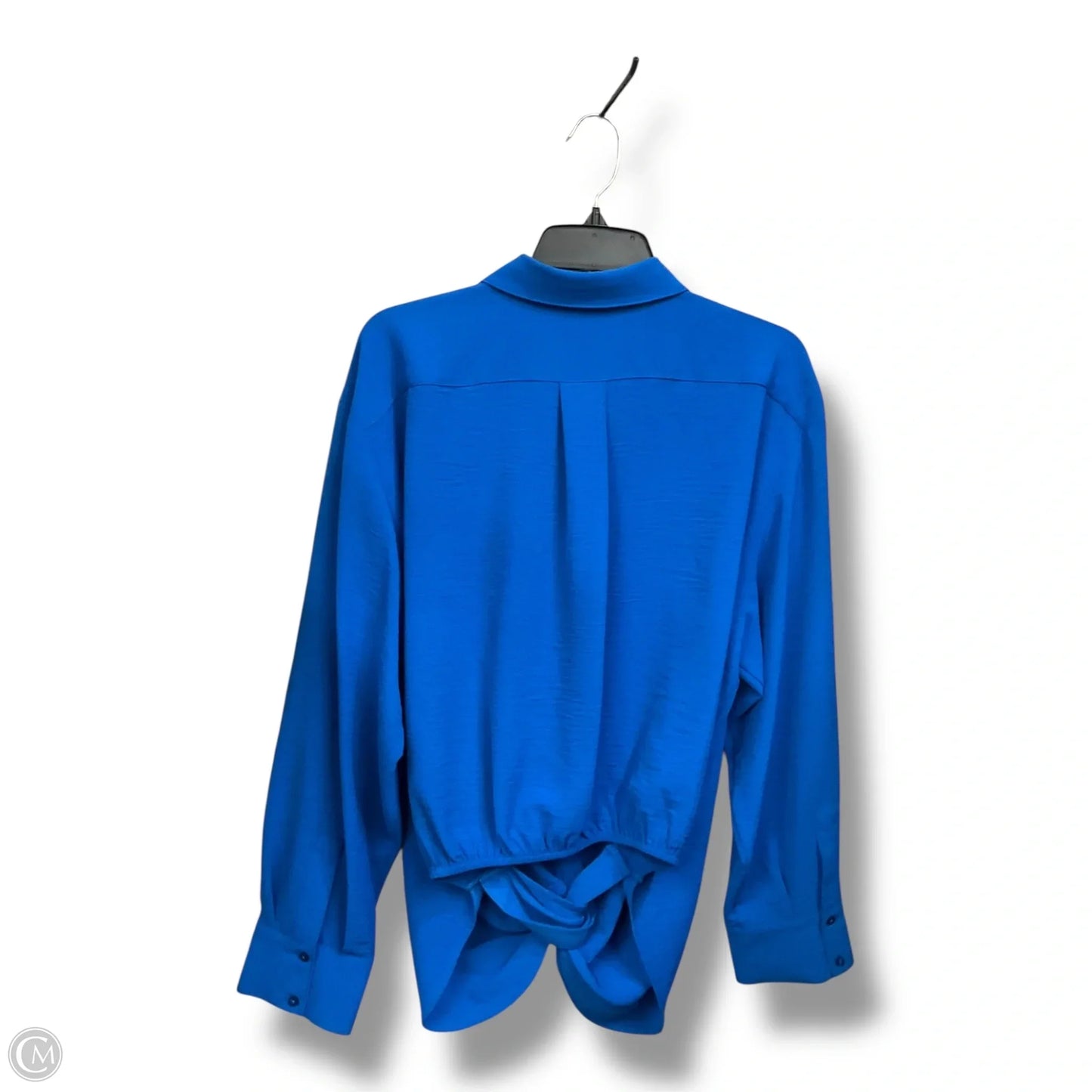 Blouse Long Sleeve By Calvin Klein In Blue, Size: Xl