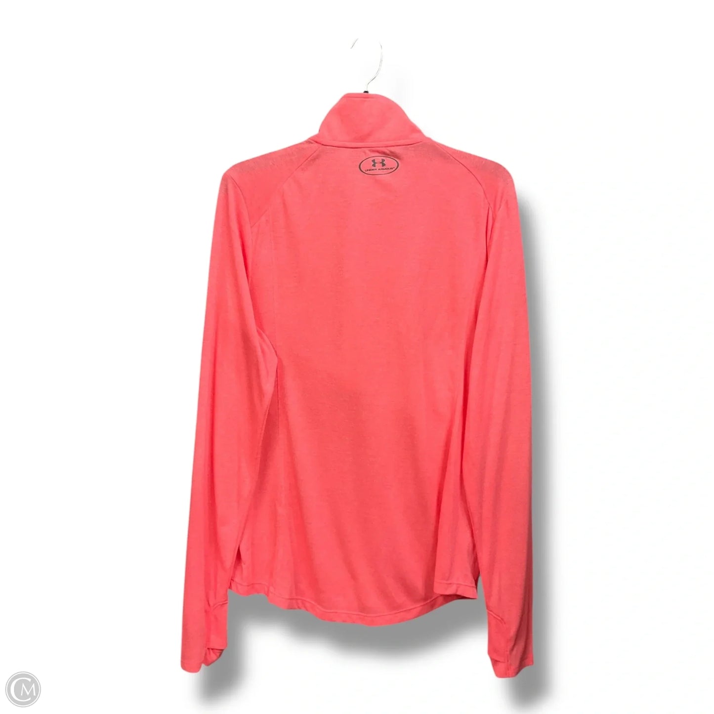 Athletic Top Long Sleeve Collar By Under Armour In Coral, Size: L