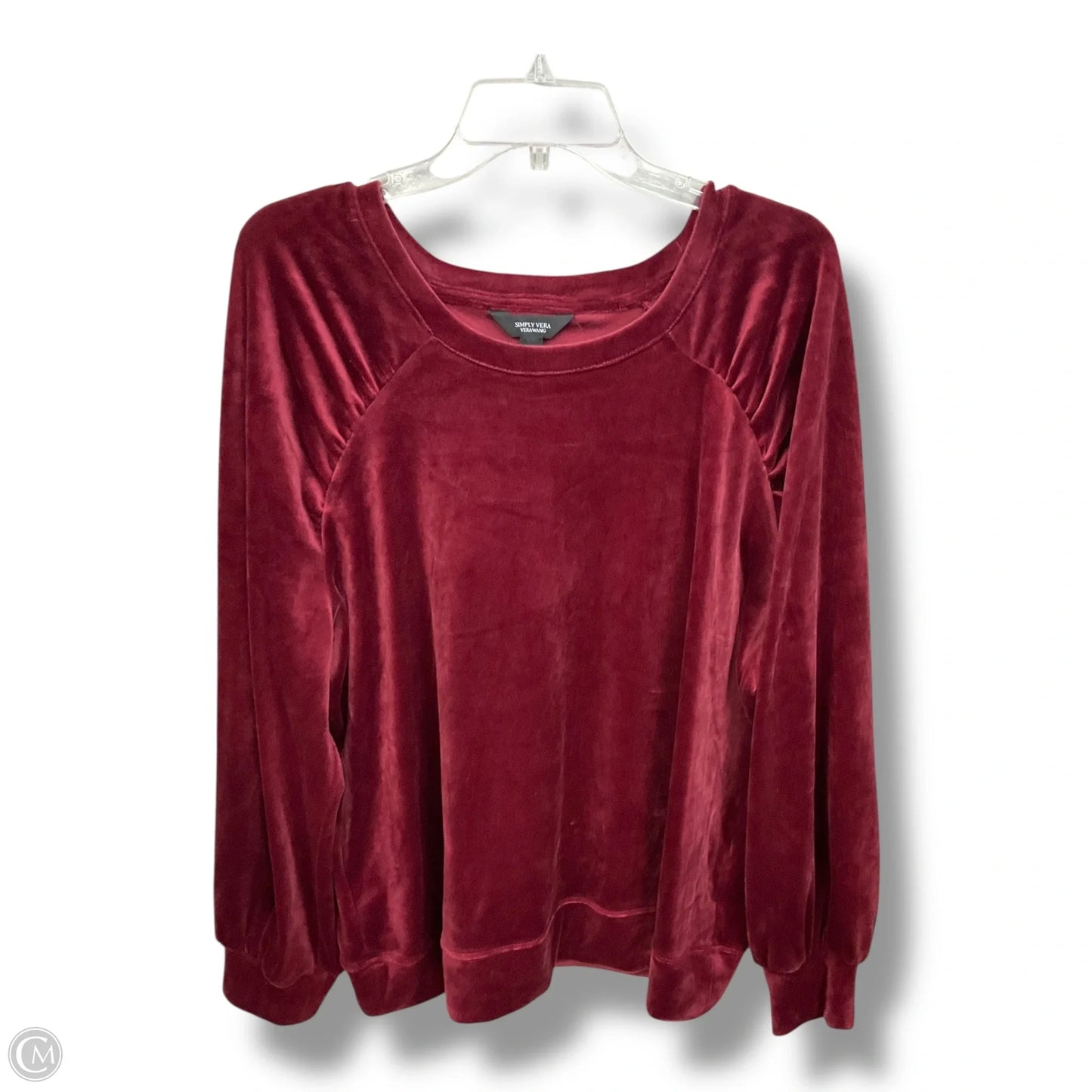 Top Long Sleeve By Simply Vera In Maroon, Size: Xl