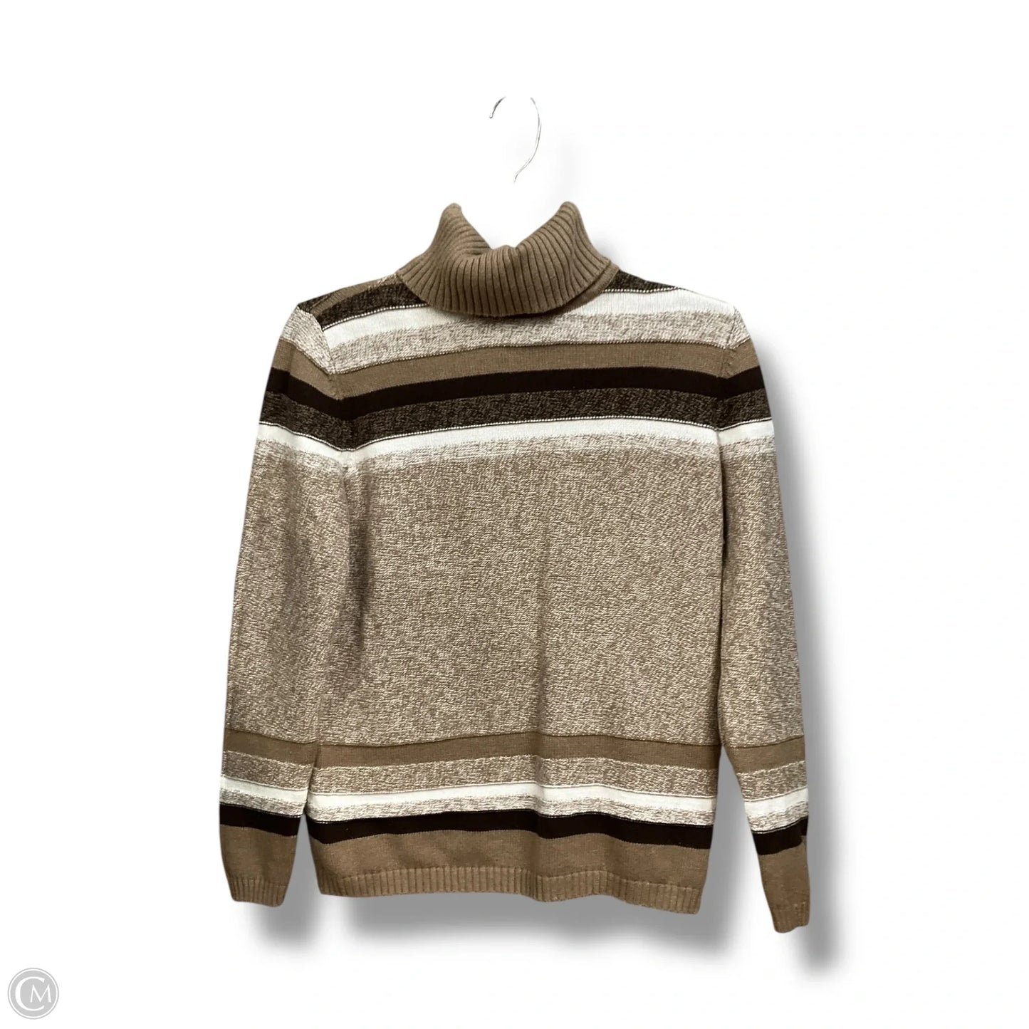 Top Long Sleeve By Karen Scott In Tan & White, Size: S