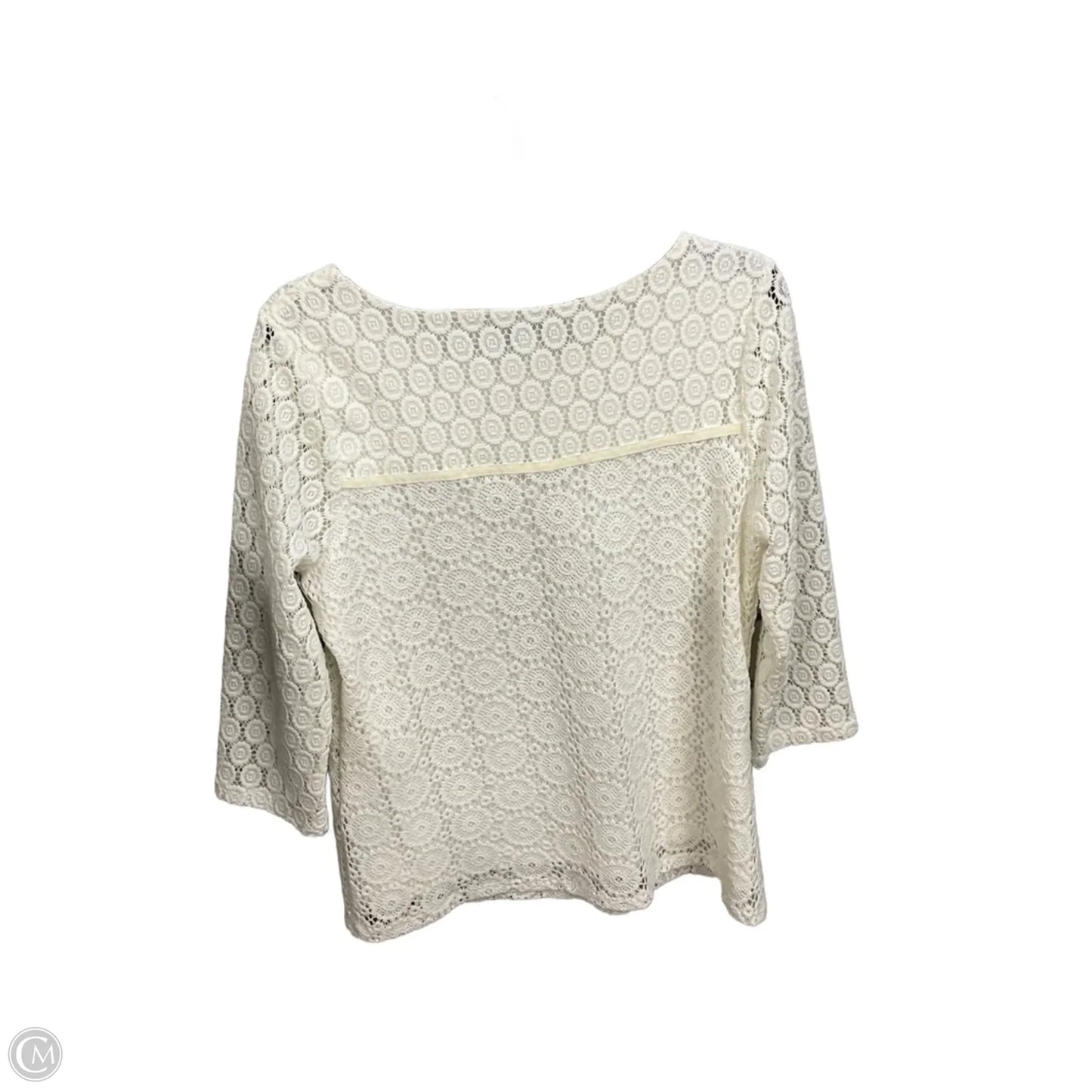 Top 3/4 Sleeve By Charter Club In Cream, Size: M