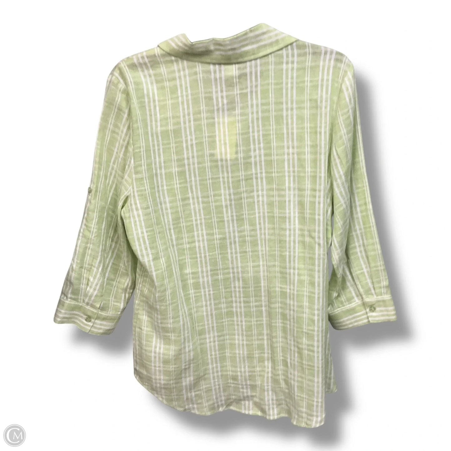 Blouse 3/4 Sleeve By Christopher And Banks In Plaid Pattern, Size: M