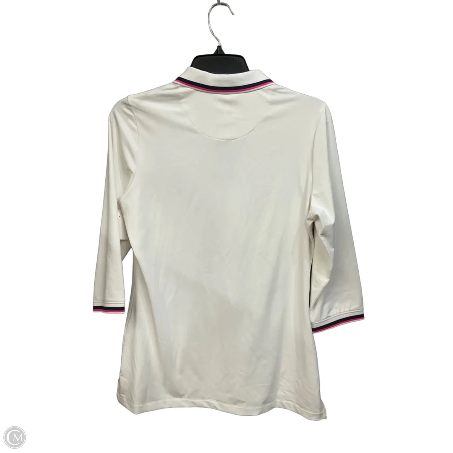 Athletic Top Long Sleeve Collar By Peter Millar In White, Size: S