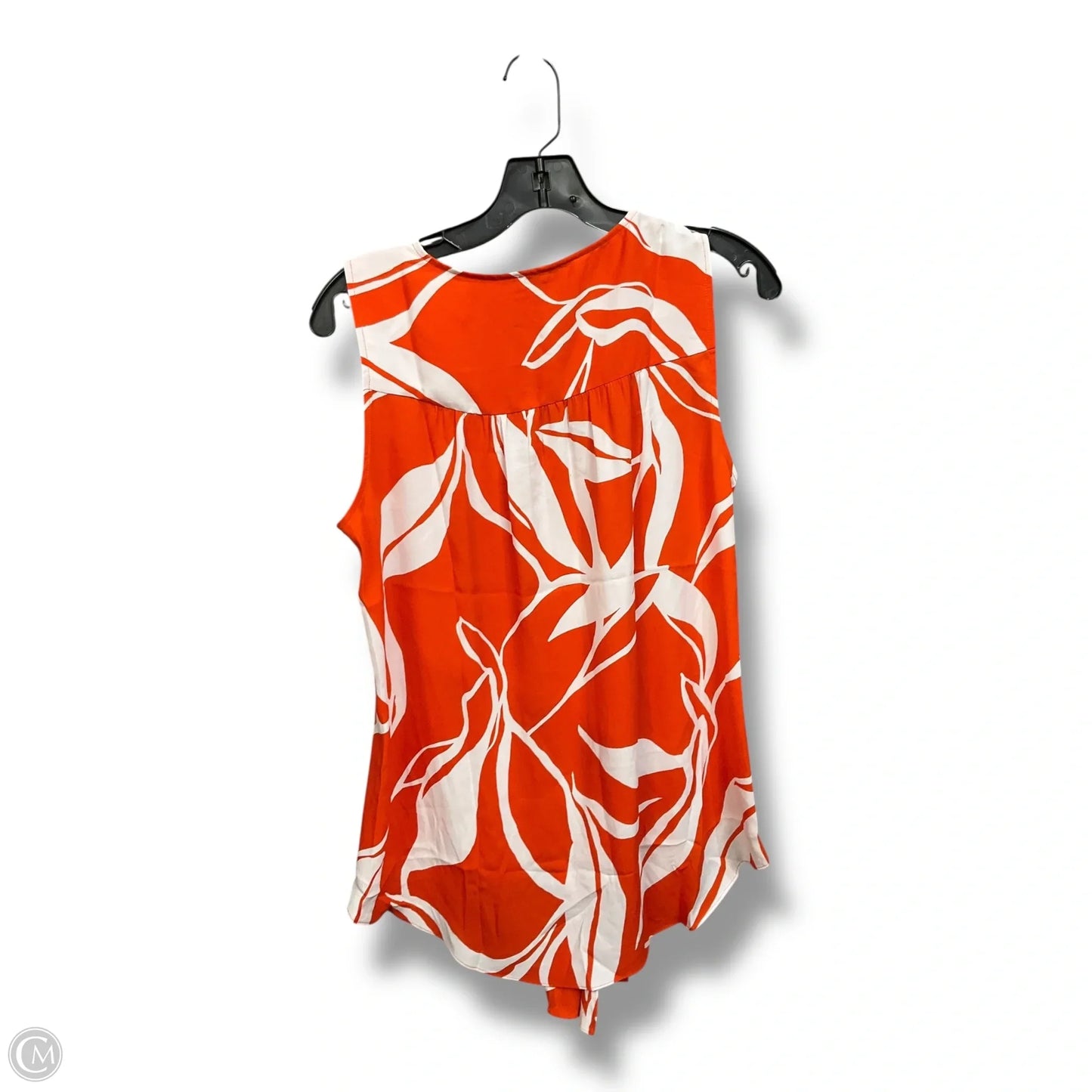 Top Sleeveless By Chicos In Orange & White, Size: S
