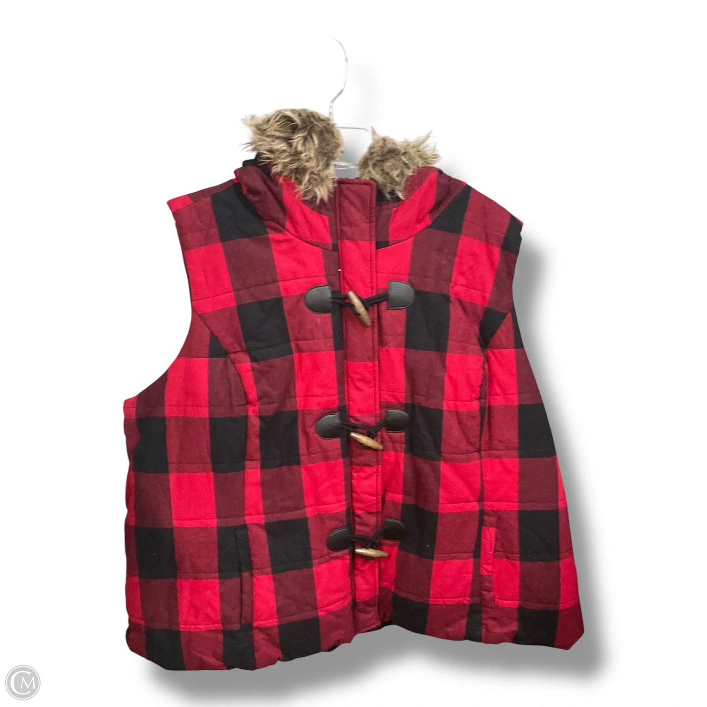 Vest Puffer & Quilted By Maurices In Plaid Pattern, Size: 4x