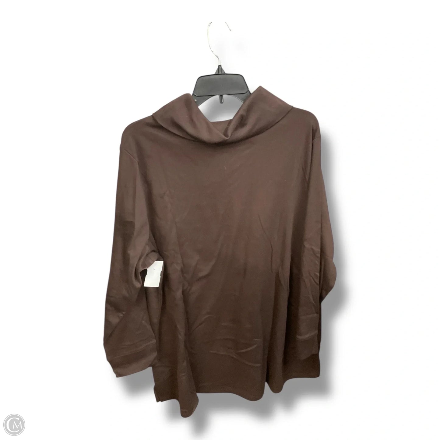 Top Long Sleeve Basic By D&co. In Brown, Size: 2x